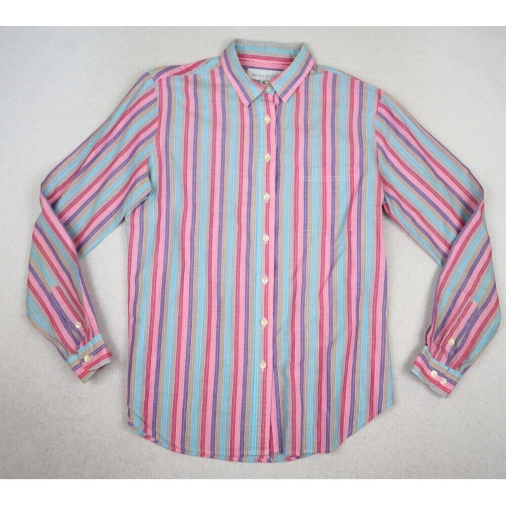 SANDRA INGRISH - WOMEN'S PINK PURPLE BLUE STRIPED LONG SLEEVE BUTTON-UP SHIRT 10